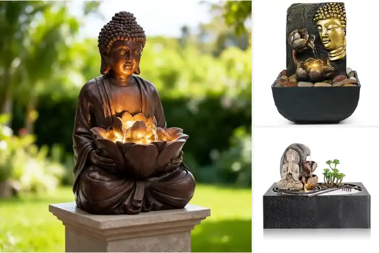 Detailed view of Best LED Illuminated Buddha Fountain